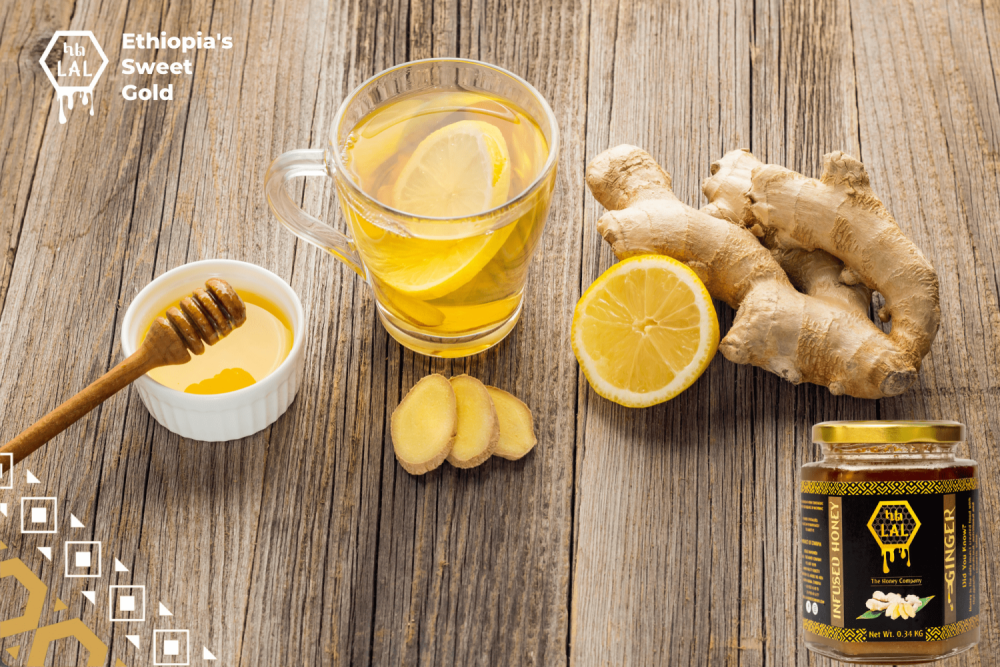 A jar of ginger honey, a natural health elixir.